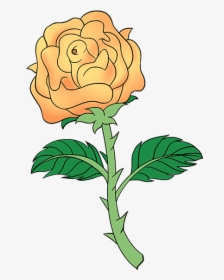 How To Draw Rose With A Stem - Rose Easy Drawing With Thorns, HD Png Download, Free Download