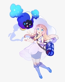 Lillie And Cosmog Drawn By Chaba (hortensia) - Cartoon, HD Png Download, Free Download