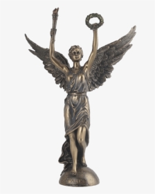 Nike Holding Torch And Wreath - Bronze Greek Statue Wreath, HD Png Download, Free Download