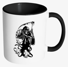 Death Skull Accent Mug - Grim Reaper Black White, HD Png Download, Free Download