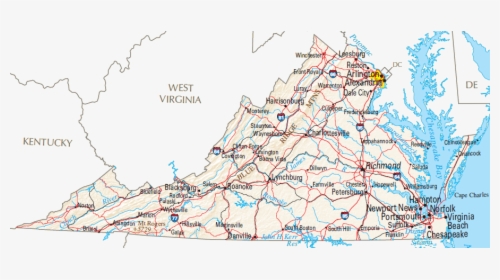 Transparent Virginia State Outline Png - Basic Map Of Virginia, Png Download, Free Download