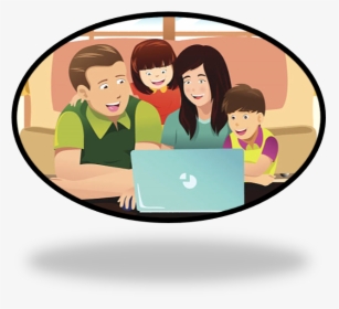 Family Using Computer Clipart, HD Png Download, Free Download