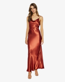 Estelle Drape Dress Ladies - Bardot Satin Dress Red, HD Png Download, Free Download