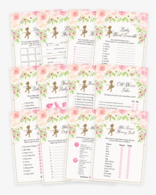 Pink And Gold Floral Tutu Ballerina Baby Shower Game - Paper, HD Png Download, Free Download