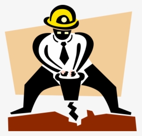 Vector Illustration Of Construction Worker Operates - Illustration, HD Png Download, Free Download