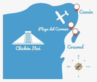 Mapa Chichen Itza Desde Cancún, Cozumel Y Playa Del - Graphic Design, HD Png Download, Free Download