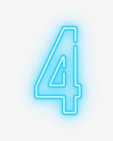 Neon Number Four Clip - Blue Neon Numbers Png, Transparent Png, Free Download