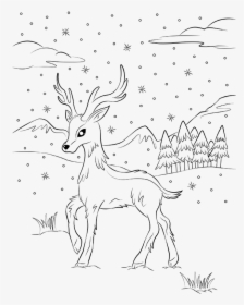 Reindeer Coloring Page - Line Art, HD Png Download, Free Download