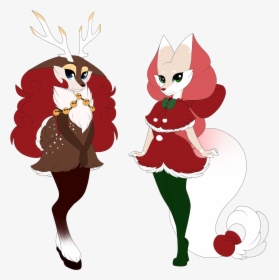 Braixen / Winter Sawsbuck And A Braixen / Delibird - Cartoon, HD Png Download, Free Download