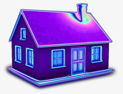 #house #3d #holographic #purple #home #building  #aesthetic - House, HD Png Download, Free Download