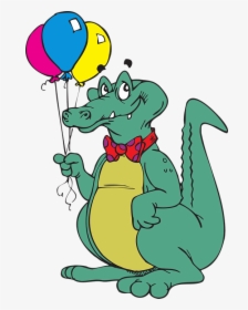 Balloons, Bow, Standing, Eyebrows, Alligator, Green - Happy Birthday Crocodile, HD Png Download, Free Download