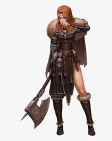 #viking #girl #leather #armor #axe #redhead #inkedgirl - Fantasy Viking Character, HD Png Download, Free Download