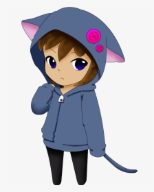 Chibi Girl In A Cat Vest By Sannyvampire On Clipart - Manga Girl Cat Chibi, HD Png Download, Free Download