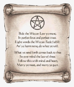 Wiccan Rede And Threefold Law - Ye Harm None Do What Ye Will, HD Png Download, Free Download