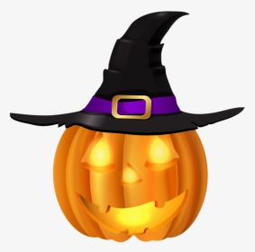 Halloween Pumpkin With Witch Hat Png Clip Art Halloween - Transparent Background Halloween Clip Art, Png Download, Free Download