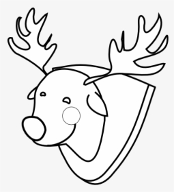 Rudolph Reindeer Raindeer Black White Line 555px - Cartoon, HD Png Download, Free Download