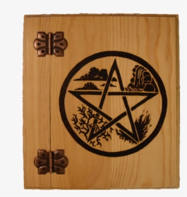 Project Fey Created Wooden Book Of Shadows With Elemental - Tatouage Pentacle De Protection, HD Png Download, Free Download