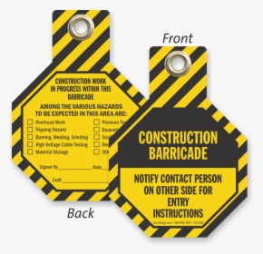 Construction Barricade Notify Contact Person Tag - Label, HD Png Download, Free Download