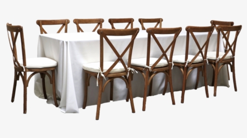 Banquet Table With 10 Honey Brown Cross-back Chairs - Round Banquet Table Cross Chair Png, Transparent Png, Free Download