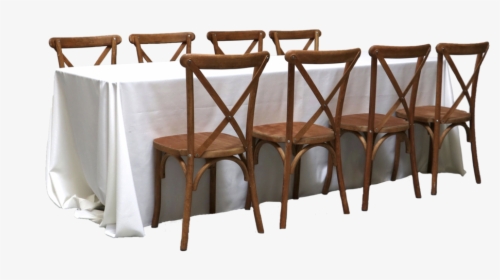 Banquet Table With 8 Honey Brown Cross-back Chairs - Round Banquet Table Cross Chair Png, Transparent Png, Free Download