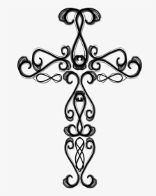 Pin Cross W Ribbons Large Copy3 Largejpg Tattoo On - Cross Drawings, HD Png Download, Free Download