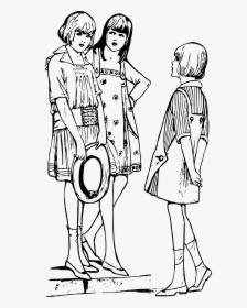 Three Young Girls Clip Arts - Line Art, HD Png Download, Free Download