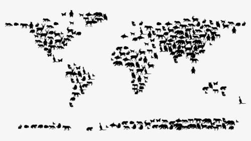 Animals World Map Clip Arts - World Animals Black And White, HD Png Download, Free Download