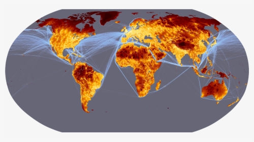 Map Of Land Based Travel Time And Shipping Lane Density - International Trade Routes Map, HD Png Download, Free Download