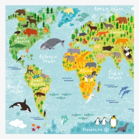 World Map Square Picture "  Class= - World Map Puzzle Animals, HD Png Download, Free Download