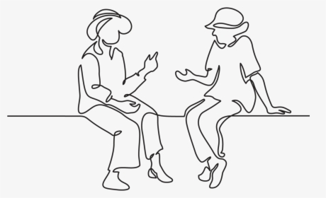 Line Drawing Of Two People Seated And Talking - Two Women Outline, HD Png Download, Free Download