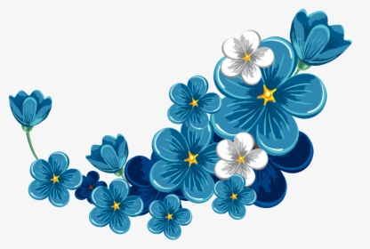 #bloom #flower #blue #frame #border #flowers #white - Blue Flower Border Png, Transparent Png, Free Download