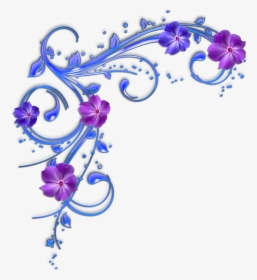 Purple Flower Clipart Flower Border - Purple And Blue Flowers Clipart, HD Png Download, Free Download