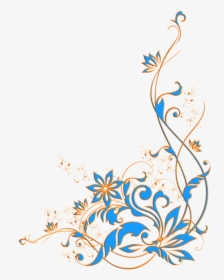 #mq #gold #blue #flowers #flower #border #borders - Blue Png Corner Design, Transparent Png, Free Download