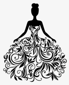 Wedding Dress Woman - Lady In Dress Silhouette, HD Png Download, Free Download