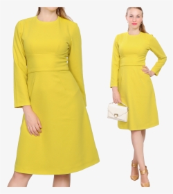 Long Sleeve Dress Free Png Image - Knee Length Dresses Office Wear, Transparent Png, Free Download