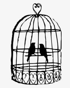 Clip Art Love Birds Cage - Drawing Of Bird Cage, HD Png Download, Free Download