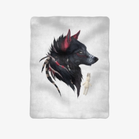 Black Wolf Sublimation Baby Blanket"  Class= - Big Black Wolf With Red Eyes, HD Png Download, Free Download