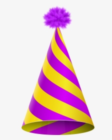 Party Hat Purple Yellow Transparent Png Clip Art Image - Yellow And Purple Party Hat, Png Download, Free Download