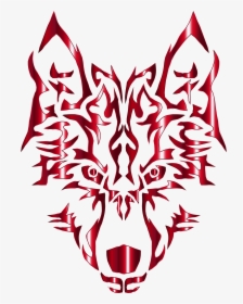 Crimson Symmetric Tribal Wolf No Background Clip Arts - Wolf Head Transparent Background, HD Png Download, Free Download
