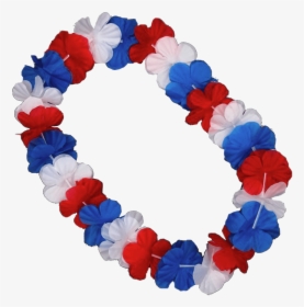 Red, White And Blue Hawaiian Flower Necklace - Hawaii Flower Necklace Transparent, HD Png Download, Free Download