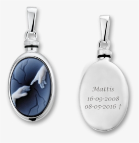 Silver Oval Ash Pendant With Blue Cameo "two Hands" - Silver, HD Png Download, Free Download