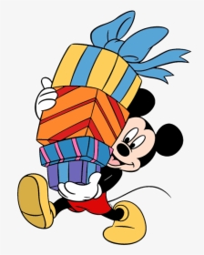 Birthday/party Clip Art - Mickey Mouse With Gift, HD Png Download, Free Download