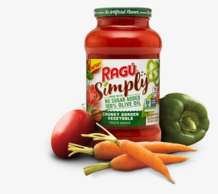 Ragú Simply Chunky Garden Vegetable Pasta Sauce - Ragu Chunky Garden Vegetable, HD Png Download, Free Download