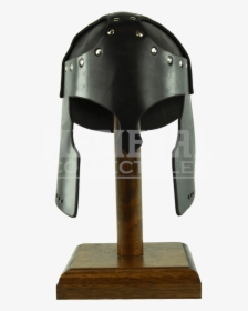 Leather Greek Helmet Head Armour Black , Png Download - Leather Greek Helmet, Transparent Png, Free Download