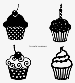 Cupcake Svg Black White - Silhouette Cupcake Vector Png, Transparent Png, Free Download