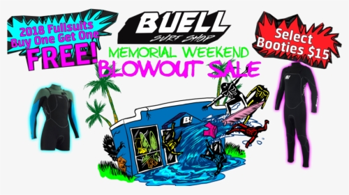 Buell Surf Shop Wetsuit Sale - Graphic Design, HD Png Download, Free Download