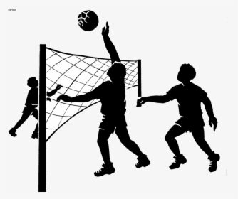 Volleyball Free Art Clip On Transparent Png - Playing Volleyball Clipart Black And White, Png Download, Free Download