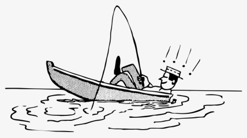 Relaxing Fisherman Clip Arts - Clipart Black And White Boat Man, HD Png Download, Free Download