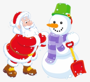 Santa Claus Santa"s Village Snowman Christmas Film - Santa And Snowman Clipart, HD Png Download, Free Download