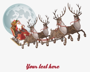 And Parade Claus Reindeer Santa Christmas Clipart - Santa Sleigh Transparent Background, HD Png Download, Free Download
